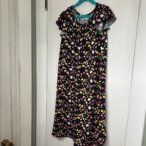 Dot Dot Smile Black Dress with Colorful Floral and Bird Pattern